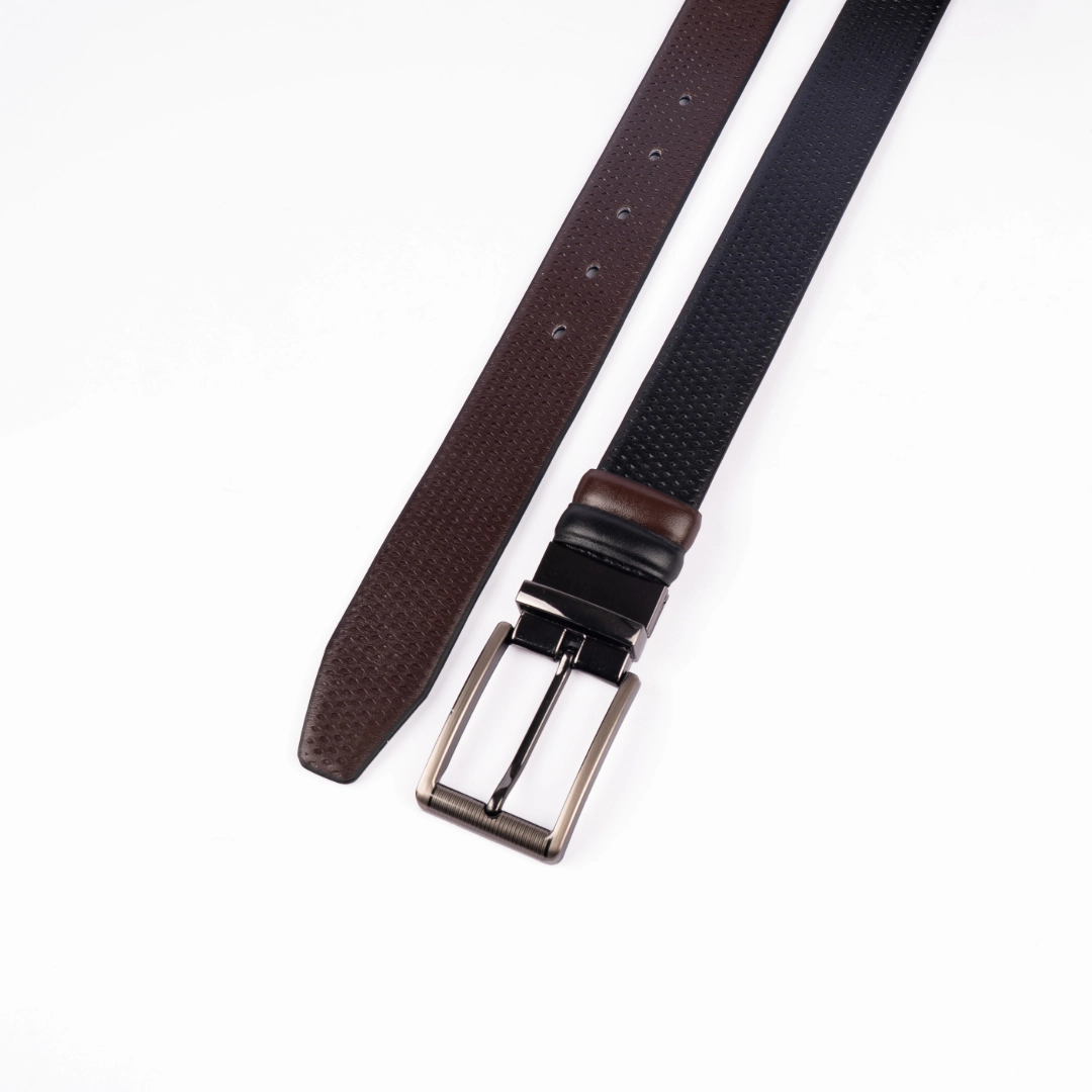 Reno Leather Moving Belt-Black & Chocolate-Belt013